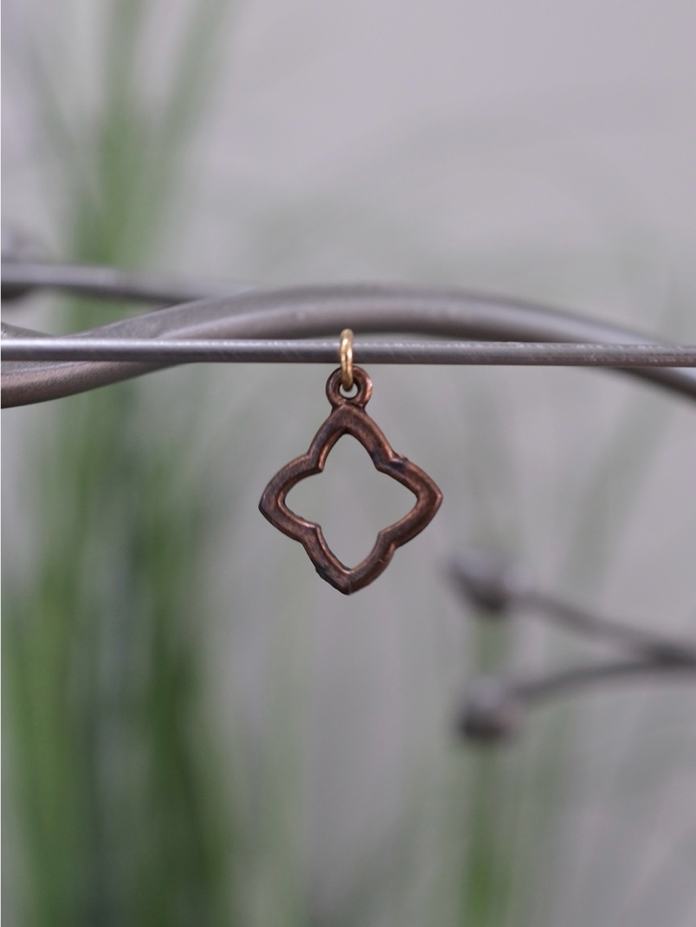 Handmade Copper-Tone Quatrefoil Pendant Charm